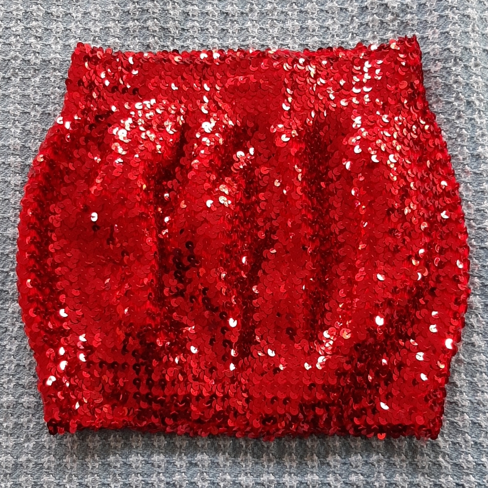SEXY RED TUBE TOP, LARGE